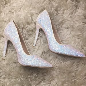 Qupid Blue and Pink Glitter High Heels Size 8